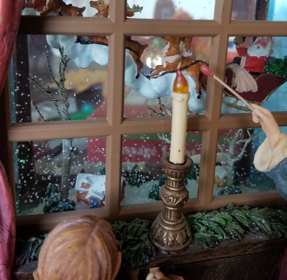 Vintage Christmas lights 3d 2 sided window decor snow glass display musical - Picture 8 of 16